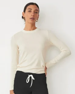 MONROW Supimafine Rib Long Sleeve Crew OFFWHITE Fashion